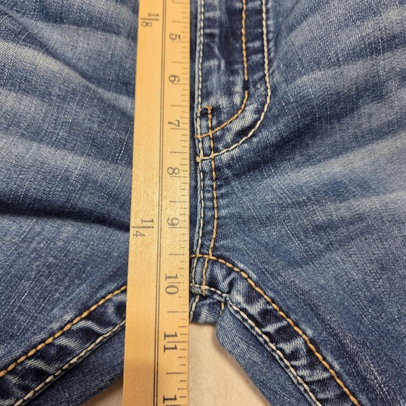 BKE Jake Bootleg Jeans Men 32R Blue Denim Stretch Contrast Stitching - Picture 7 of 9